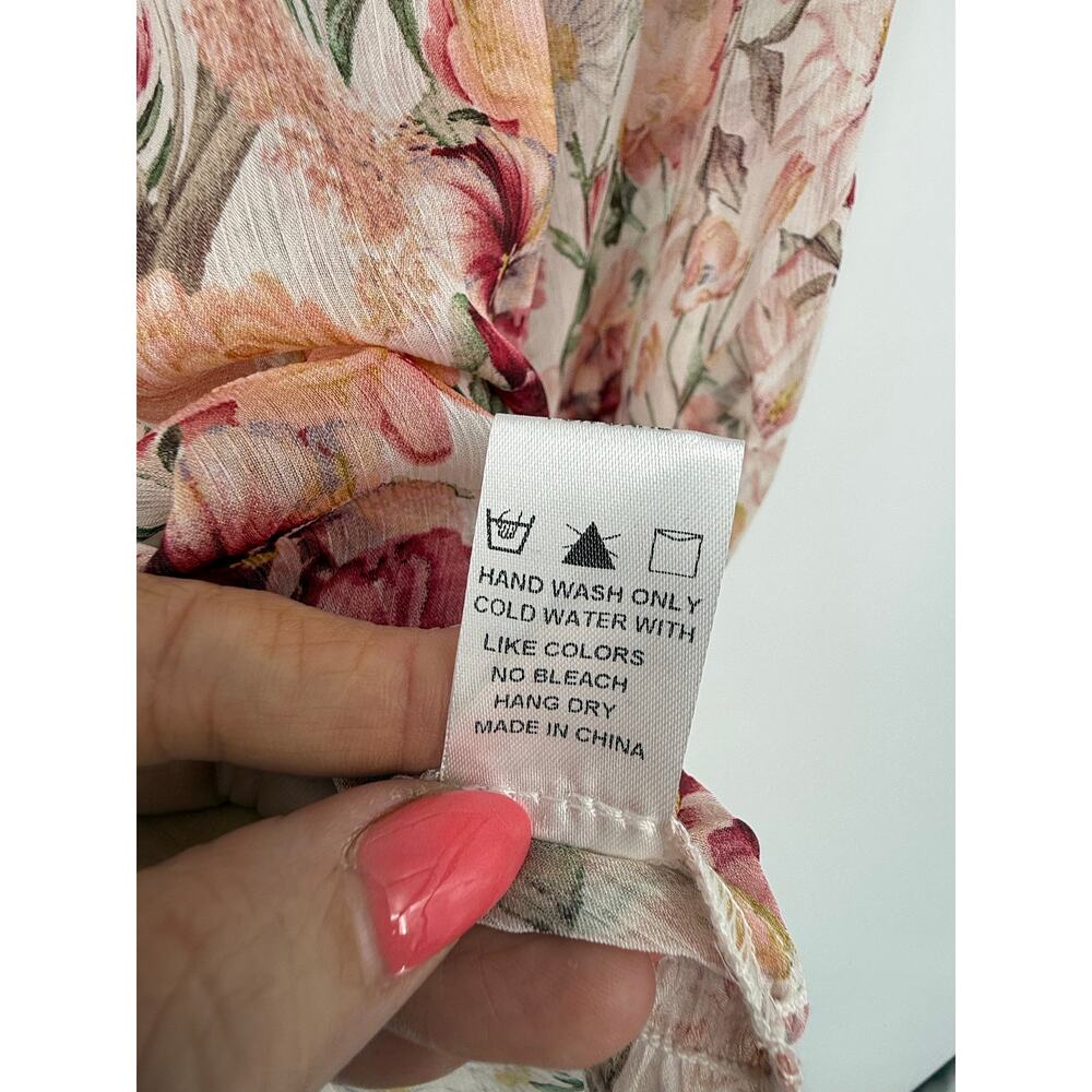 Dress Forum Los Angeles Floral Peasant Blouse Cottagecore Romantic Boho Top M - Picture 7 of 9
